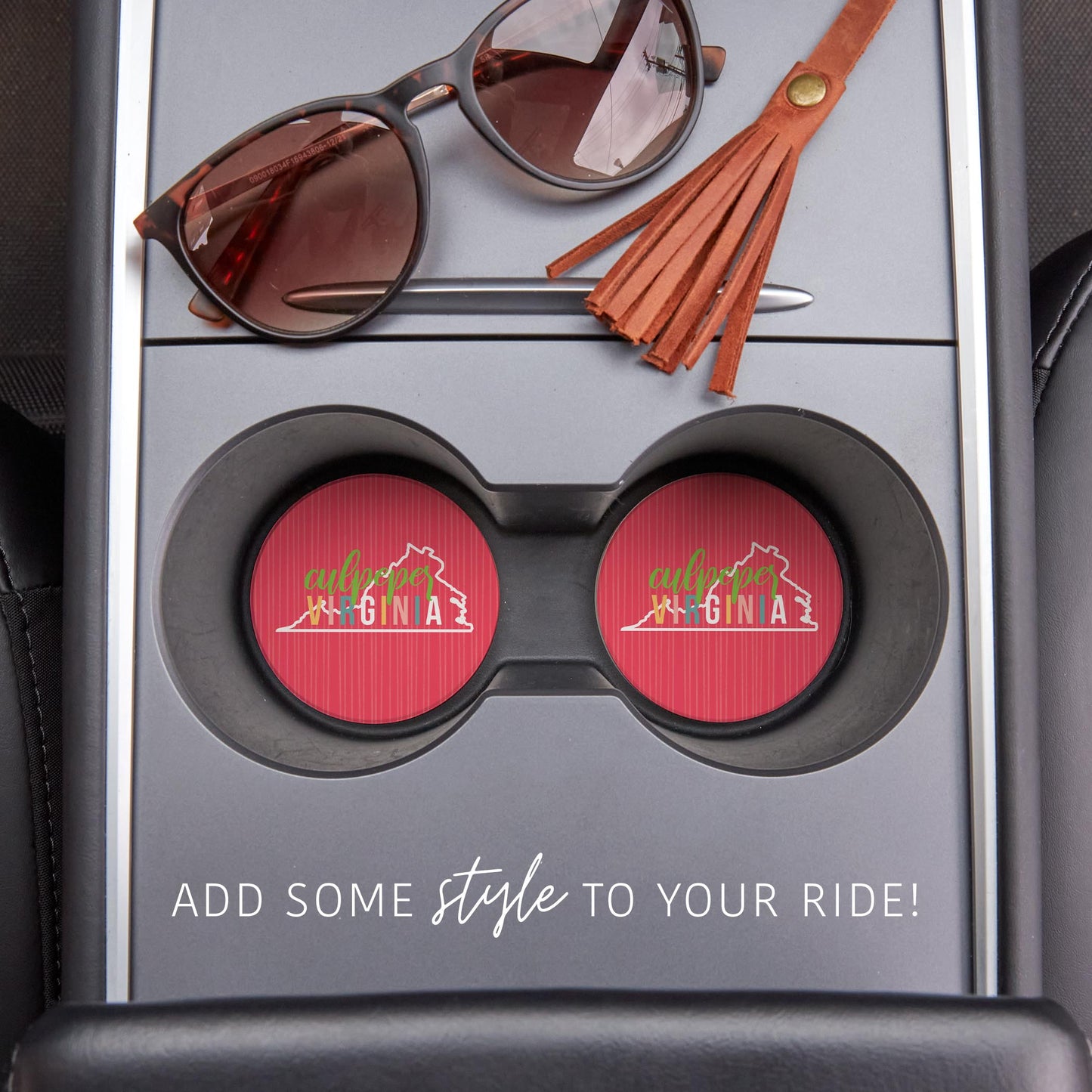 Car Coaster 2-Set-Boho Color State on Pink Culpepper VA