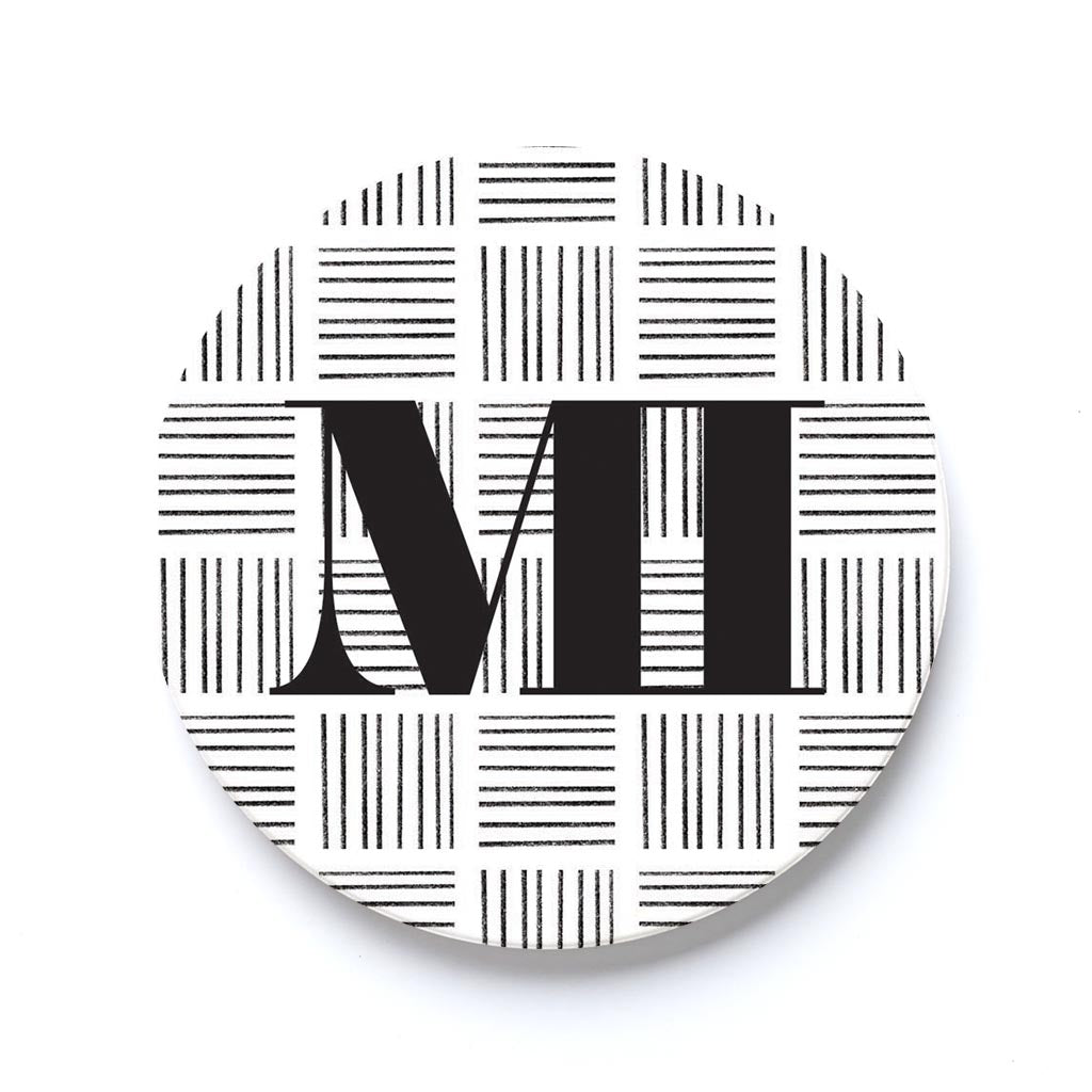 Car Coaster-Black and White Abbreviated on White Michigan -0