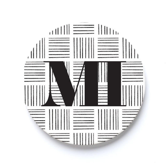 Car Coaster-Black and White Abbreviated on White Michigan -0