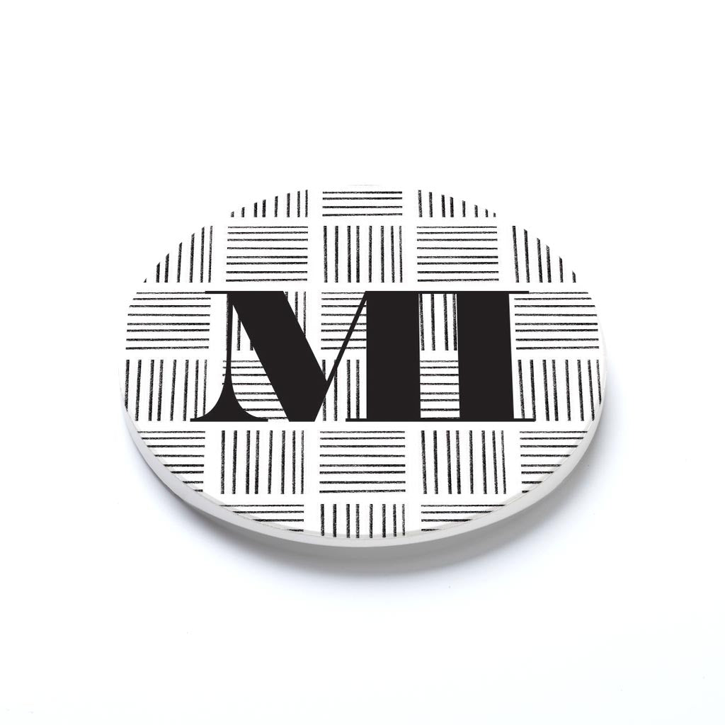 Car Coaster-Black and White Abbreviated on White Michigan -1