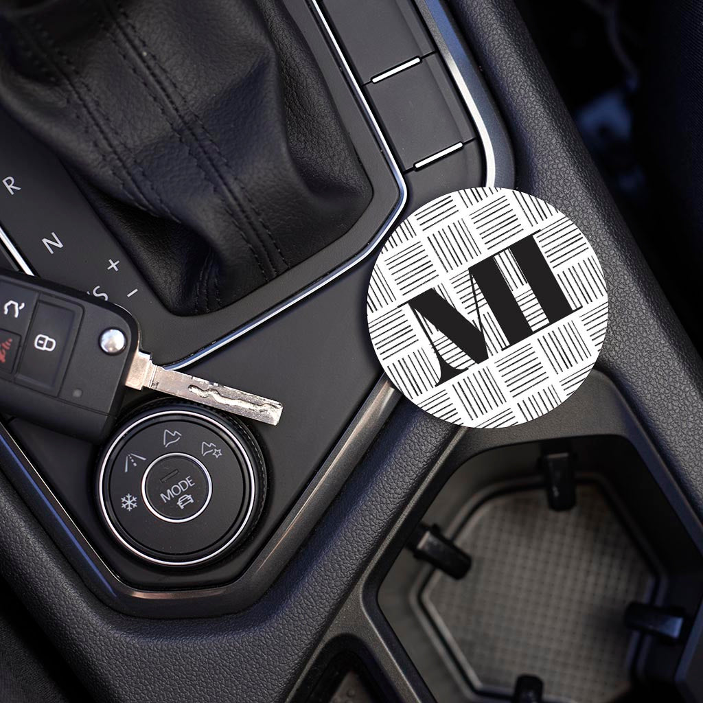 Car Coaster-Black and White Abbreviated on White Michigan -3