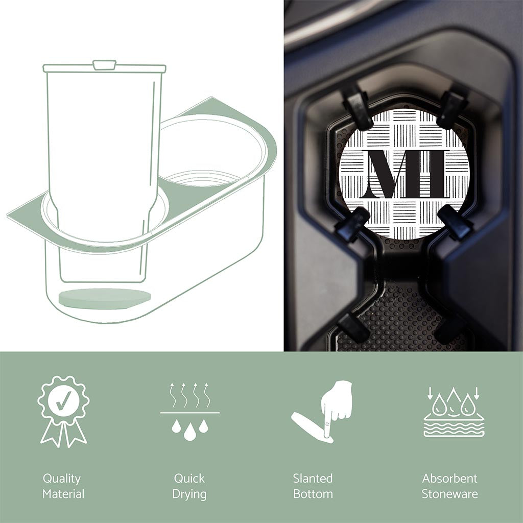 Car Coaster-Black and White Abbreviated on White Michigan -4