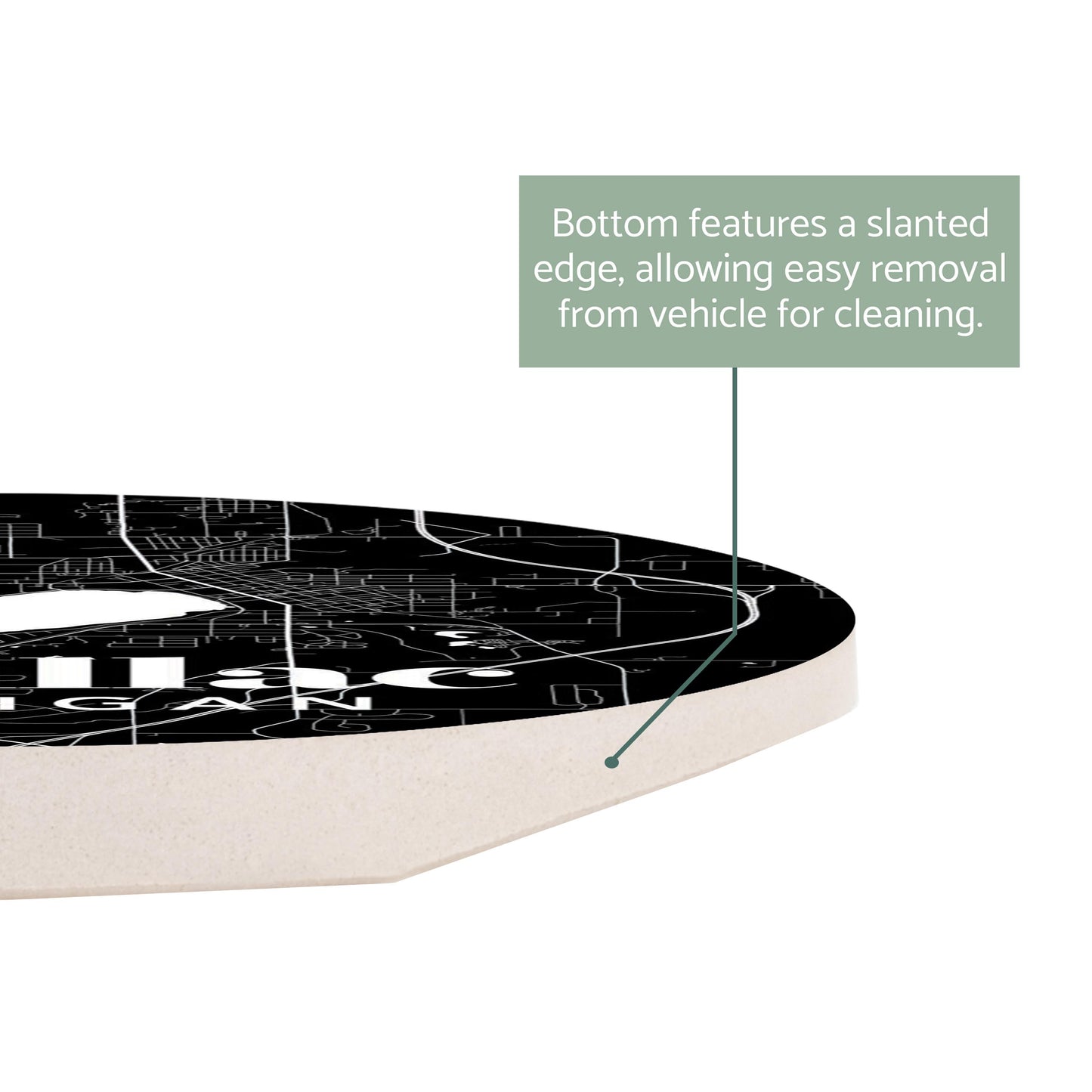 Car Coaster-Black and White Black Map Cadillac Michigan -2