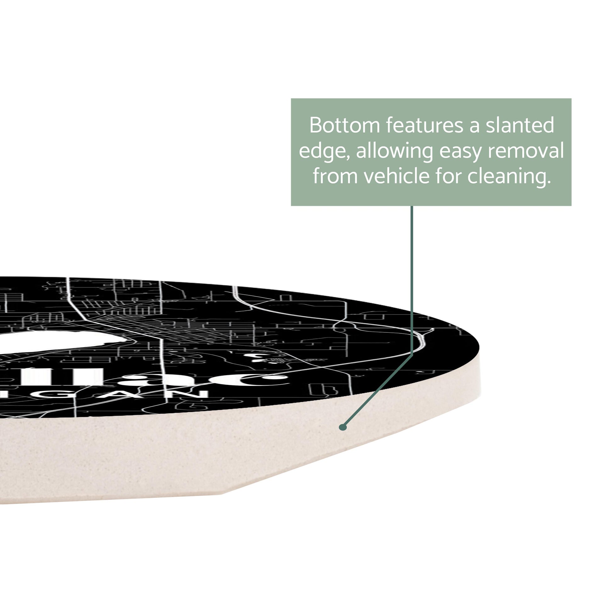 Car Coaster-Black and White Black Map Cadillac Michigan -2