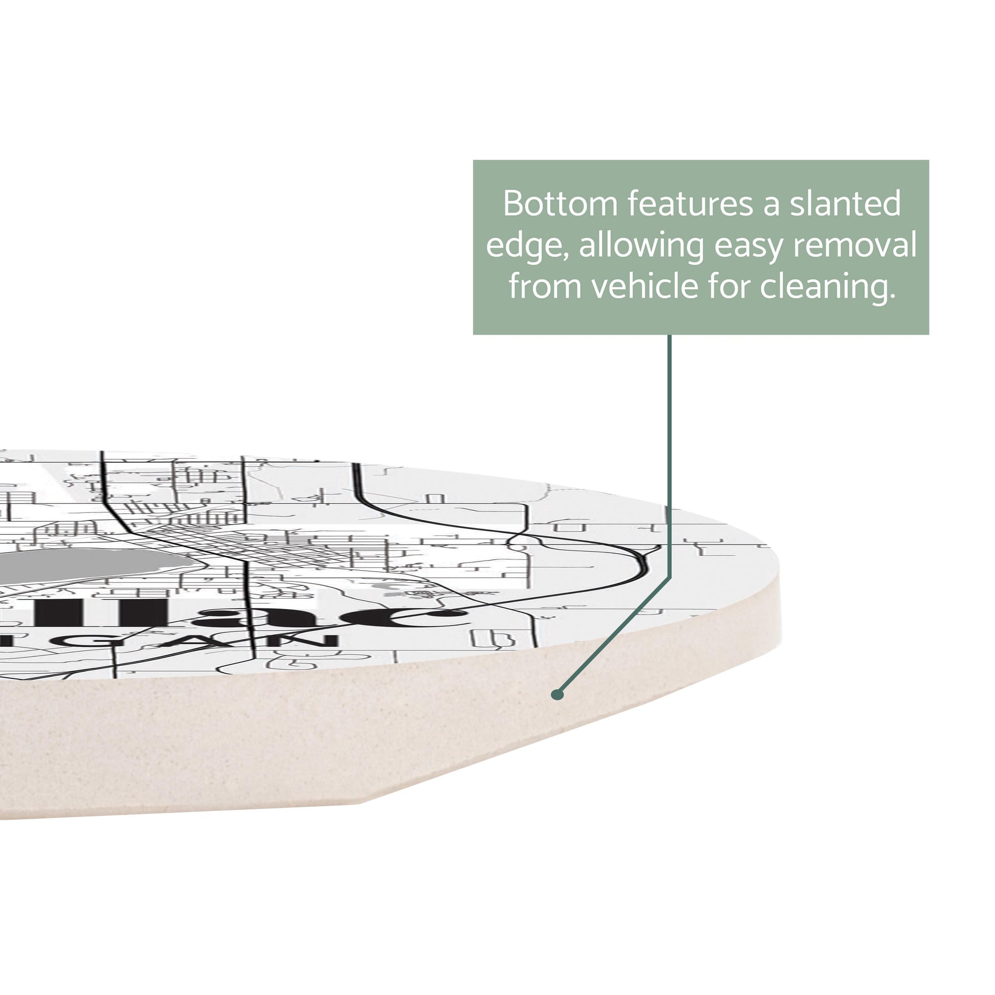 Car Coaster-Black and White White Map Cadillac Michigan -2