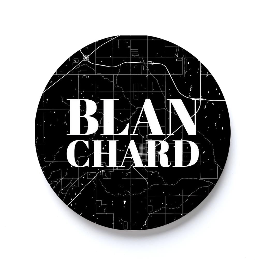 Car Coaster-Blanchard OK Black Map