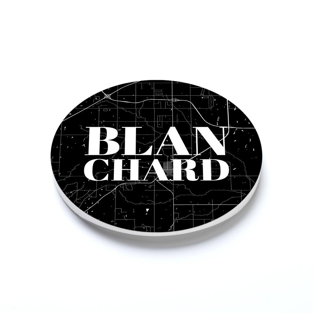 Car Coaster-Blanchard OK Black Map