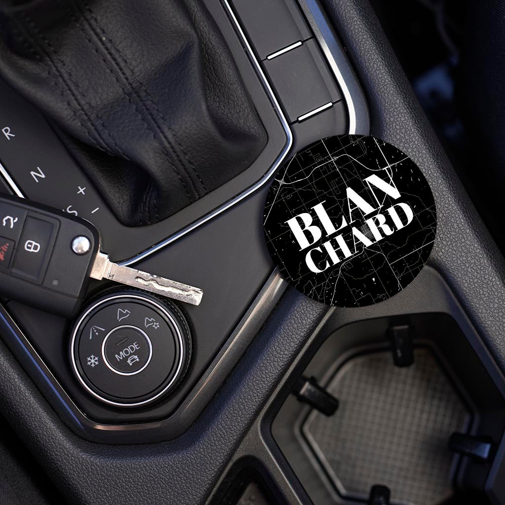 Car Coaster-Blanchard OK Black Map