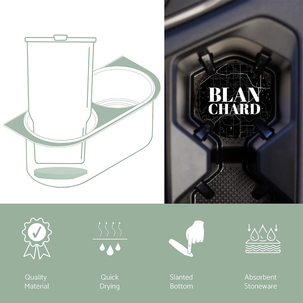 Car Coaster-Blanchard OK Black Map