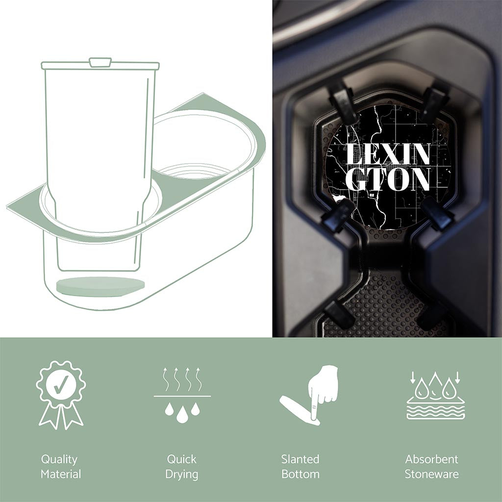 Car Coaster-Lexington OK Black Map