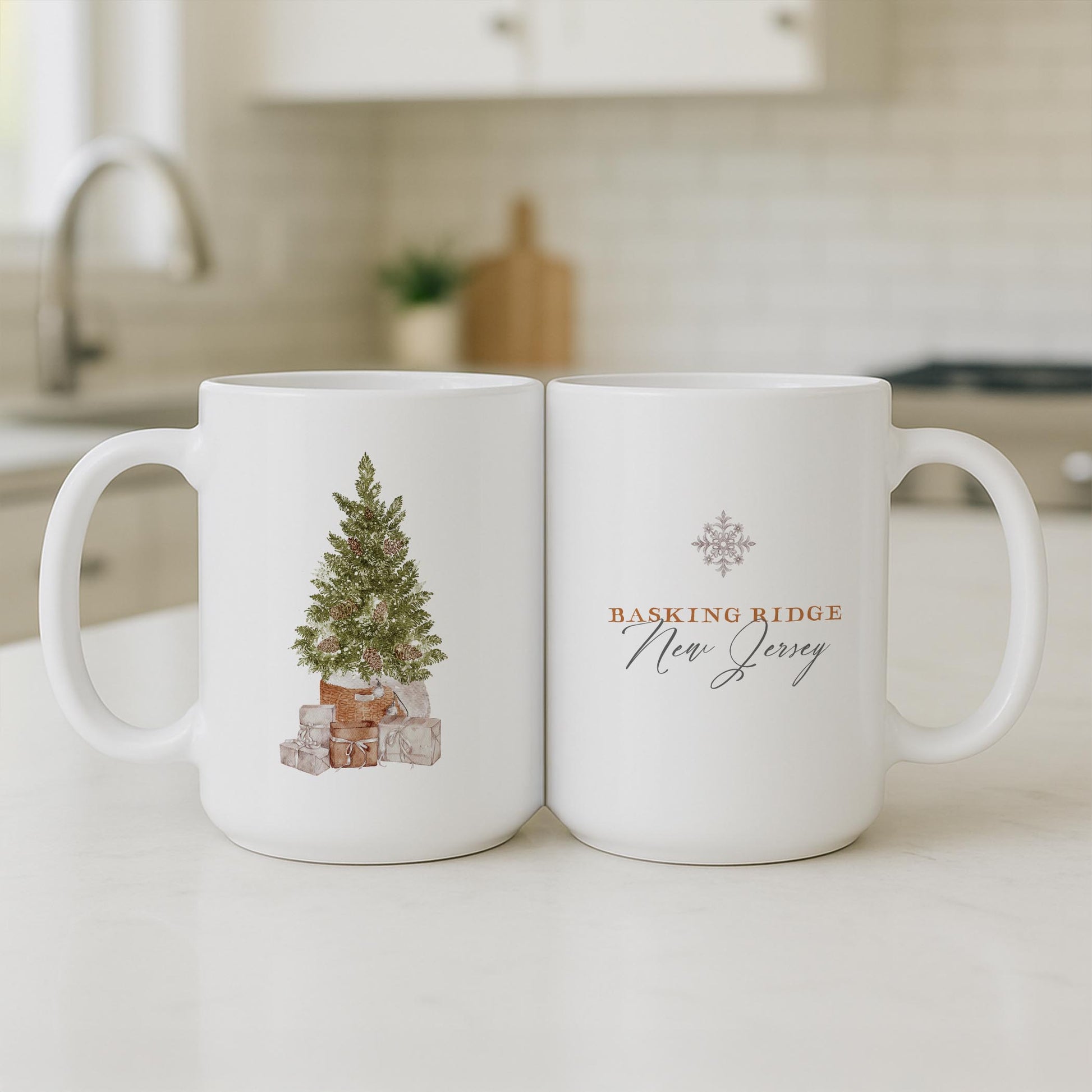 15oz Coffee Mug White-Cottage Tree Basking Ridge New Jersey -3
