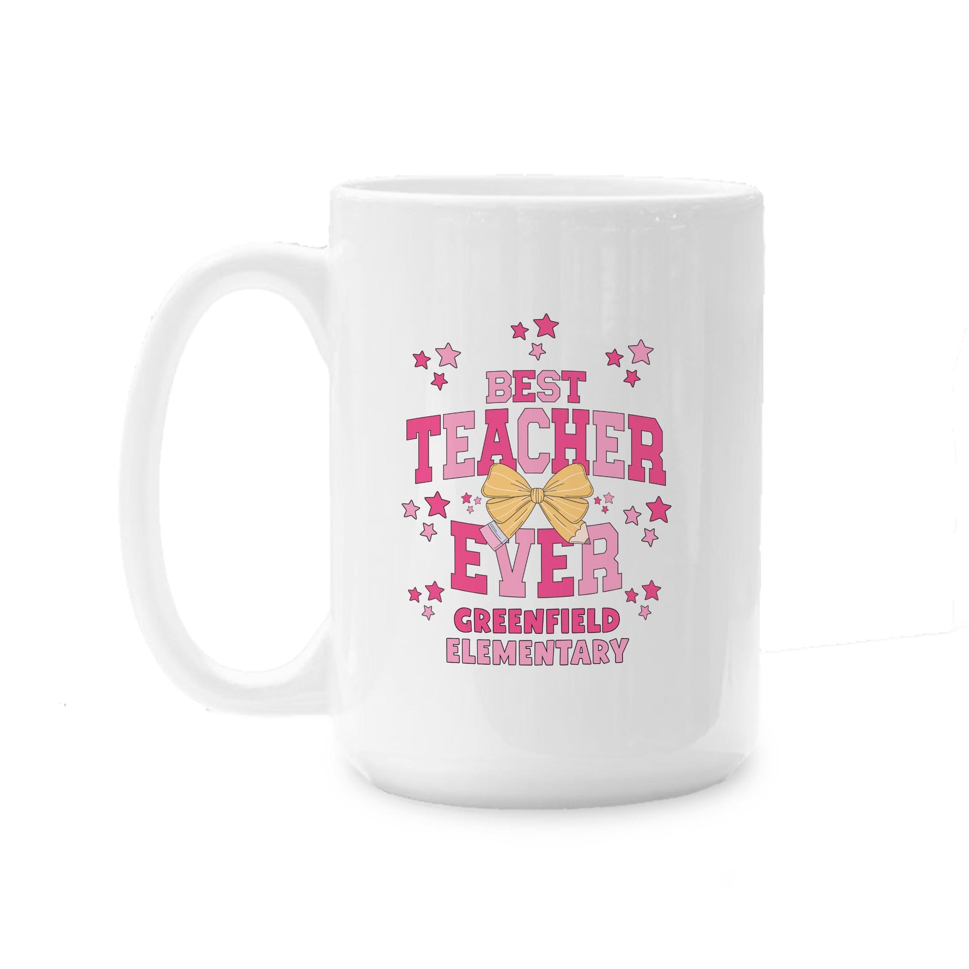 15oz Coffee Mug White-Love+Local Classroom Coquette Best Teacher Ever -0