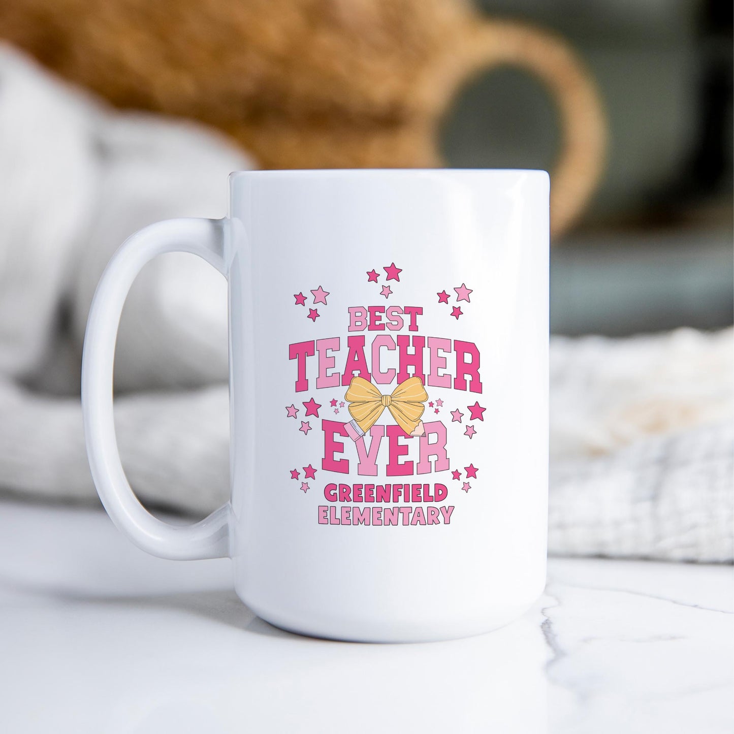 15oz Coffee Mug White-Love+Local Classroom Coquette Best Teacher Ever -2