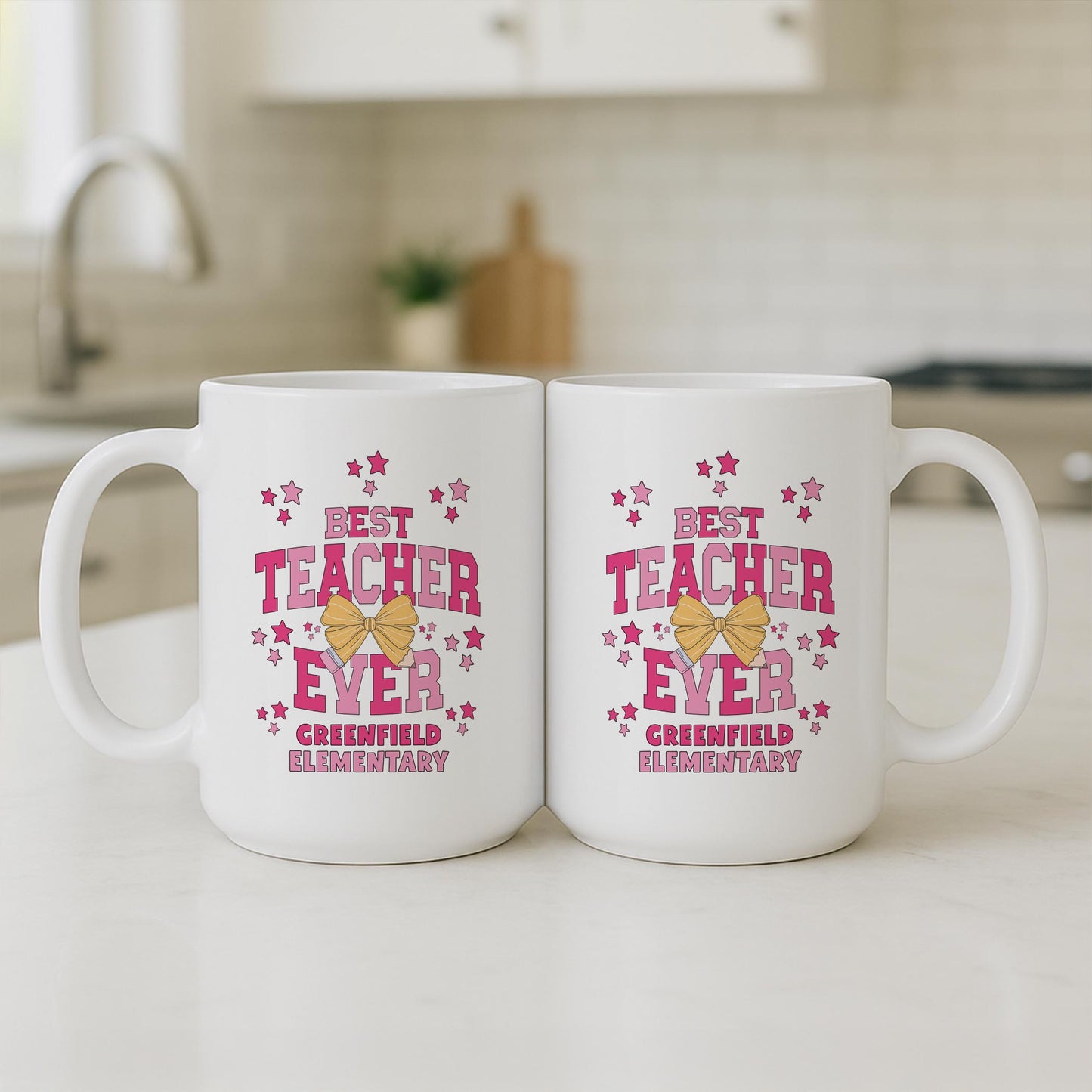 15oz Coffee Mug White-Love+Local Classroom Coquette Best Teacher Ever -3