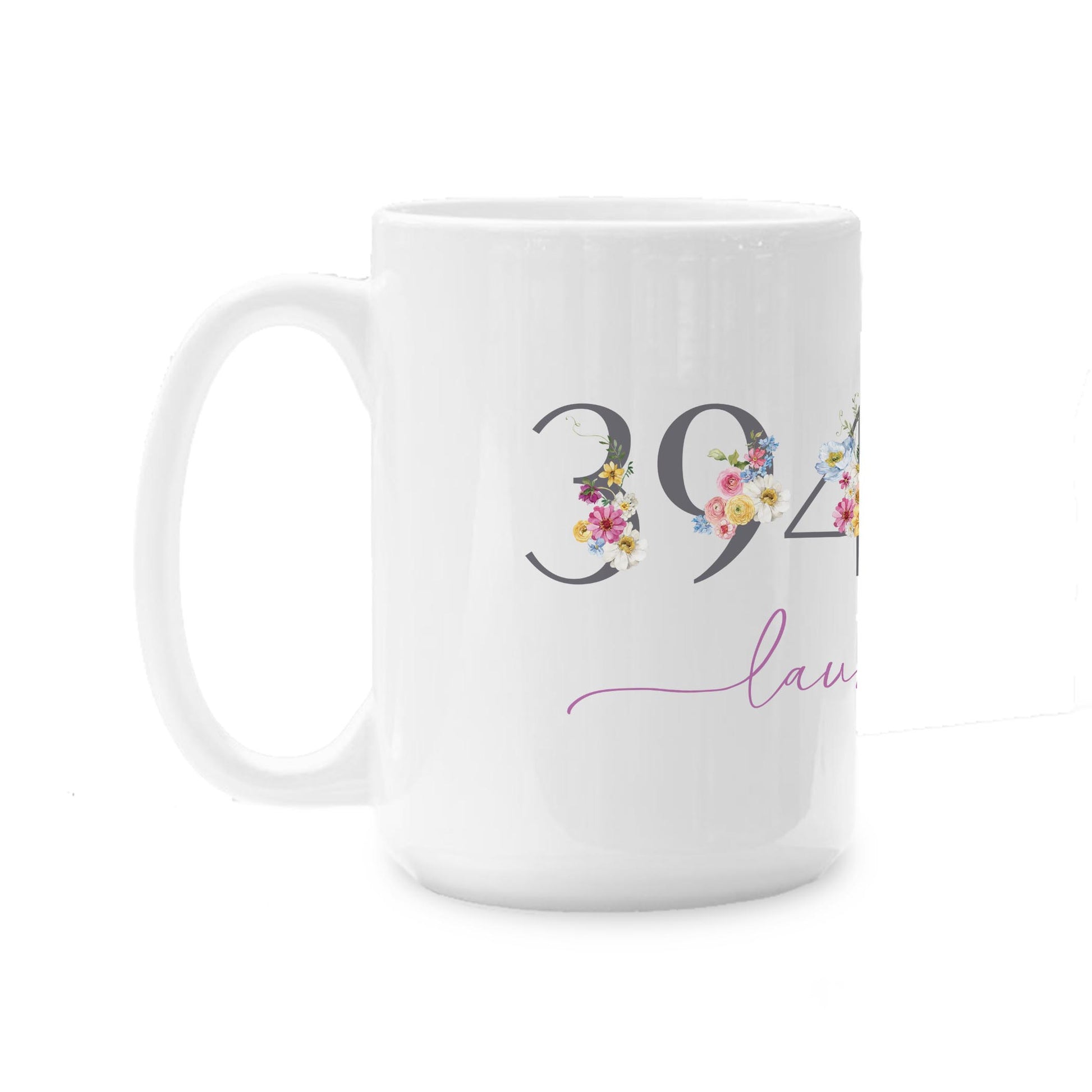 15oz Coffee Mug White-Love+Local Fantasy Garden Zip -0