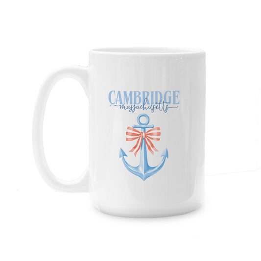 15oz Coffee Mug White-Love+Local New England Tides Anchor -0