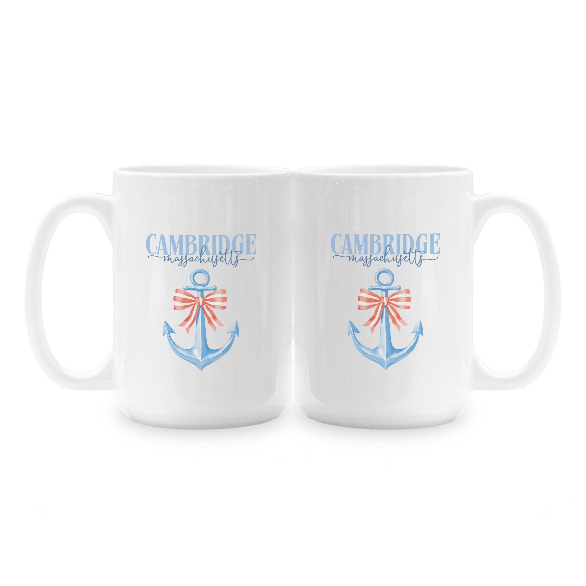 15oz Coffee Mug White-Love+Local New England Tides Anchor -1