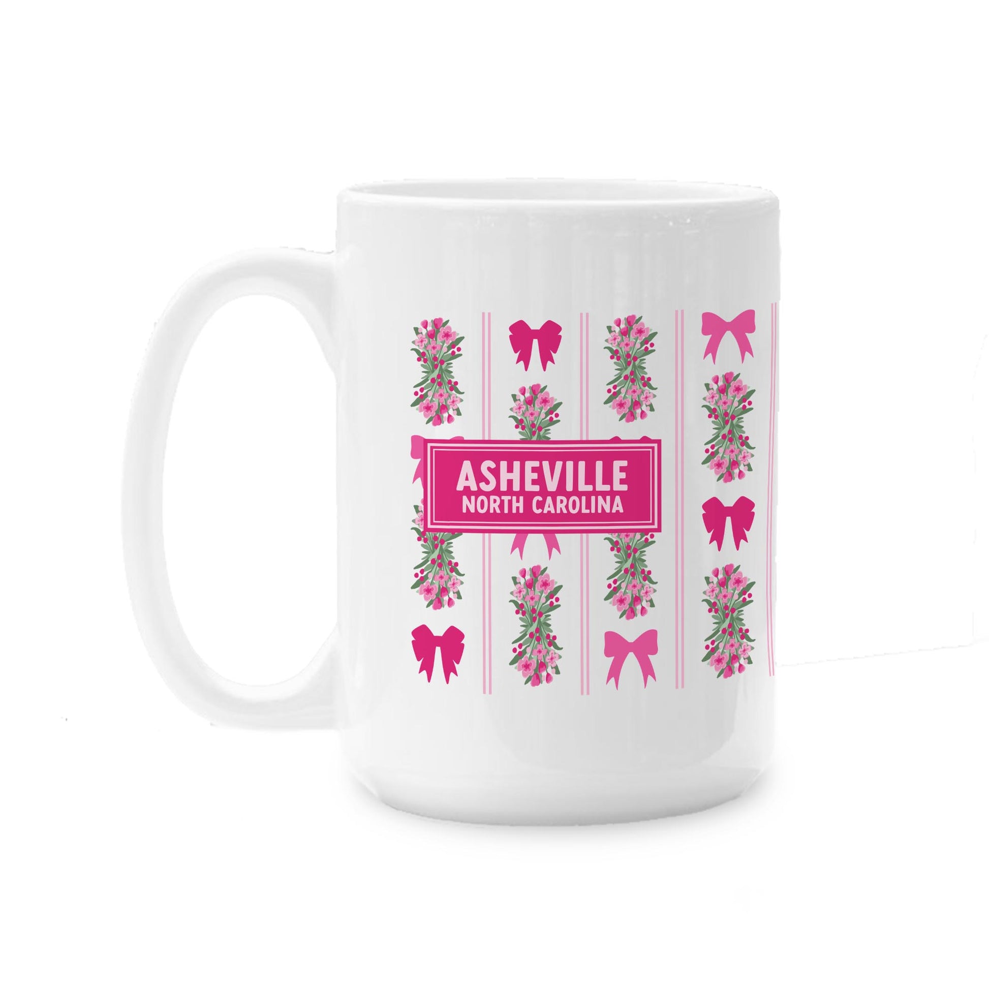 15oz Coffee Mug White-Love+Local Bonita Bows -0