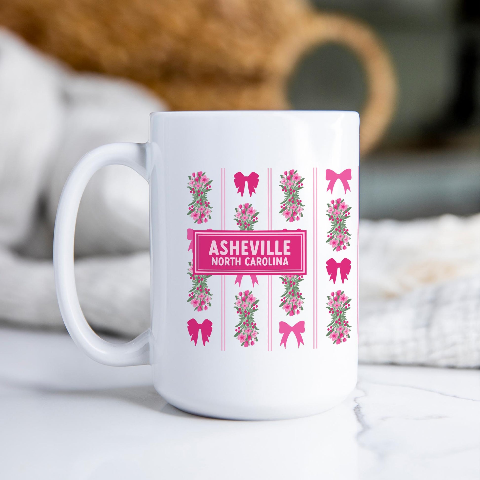 15oz Coffee Mug White-Love+Local Bonita Bows -2