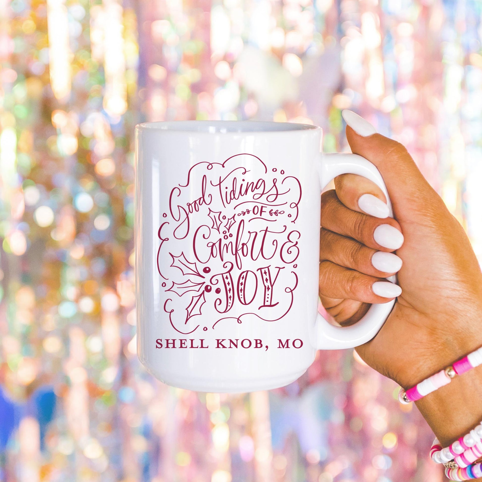15oz Coffee Mug White-Winterberry Shell Knob Missouri -4