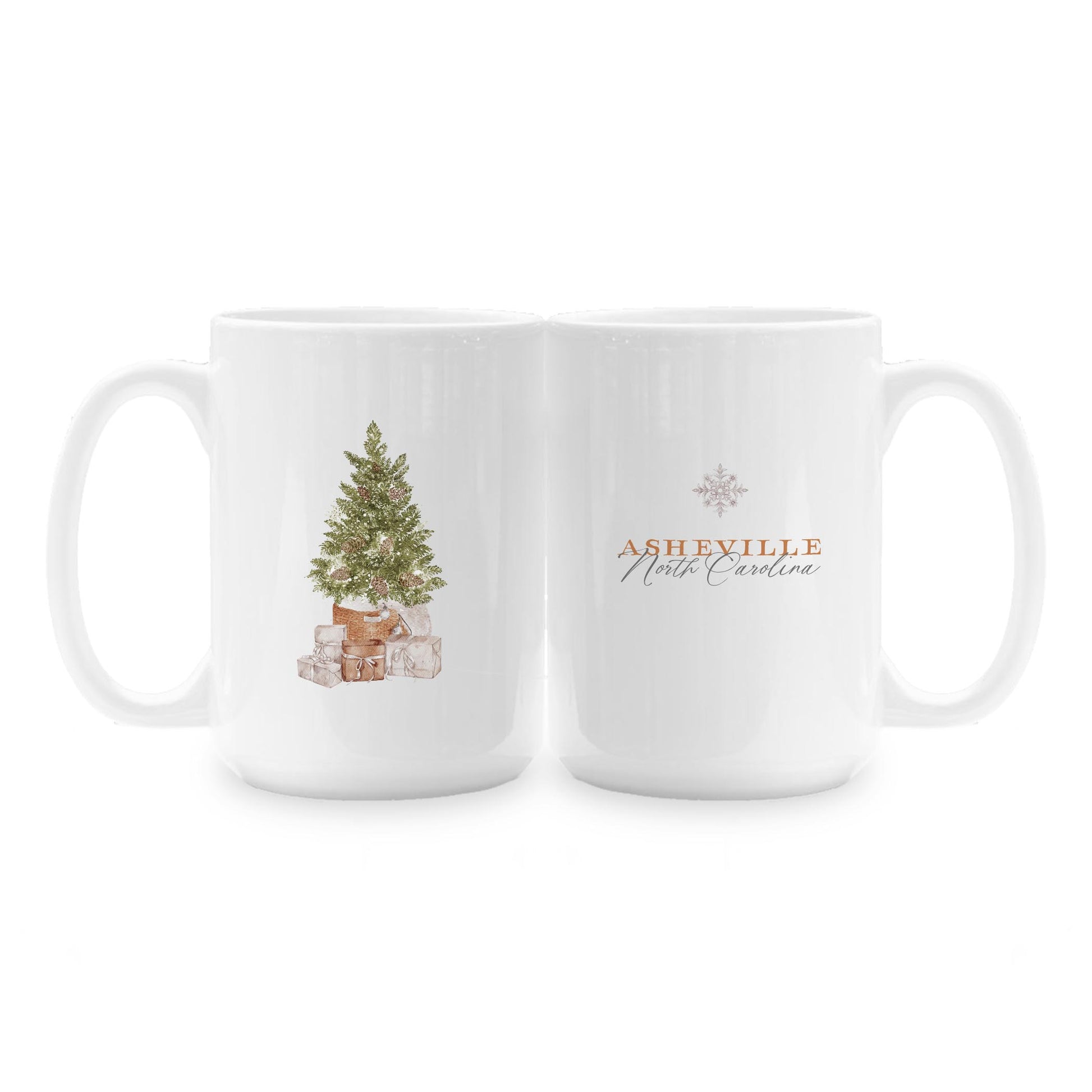 15oz Coffee Mug White-Cottage Tree Asheville North Carolina -1