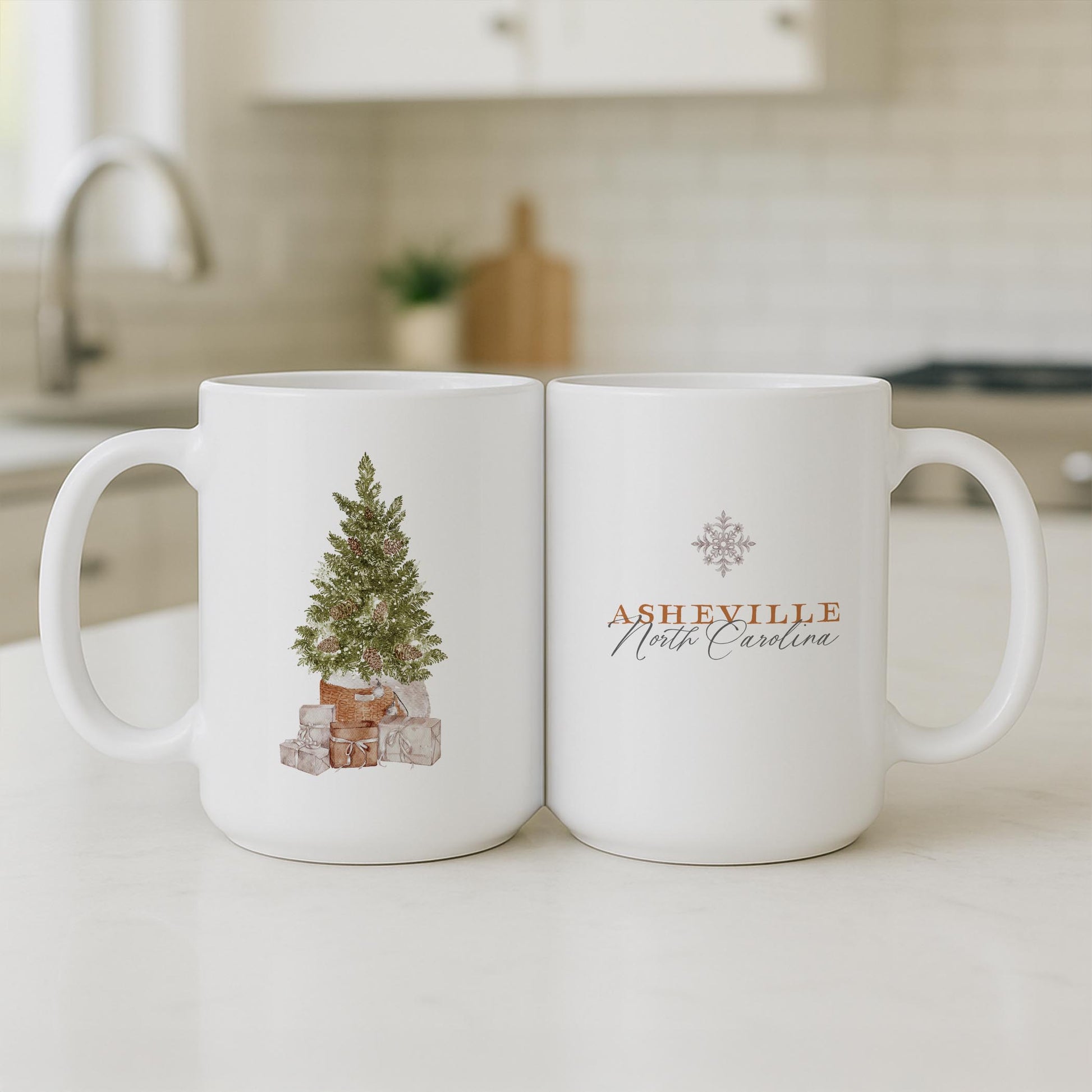 15oz Coffee Mug White-Cottage Tree Asheville North Carolina -3
