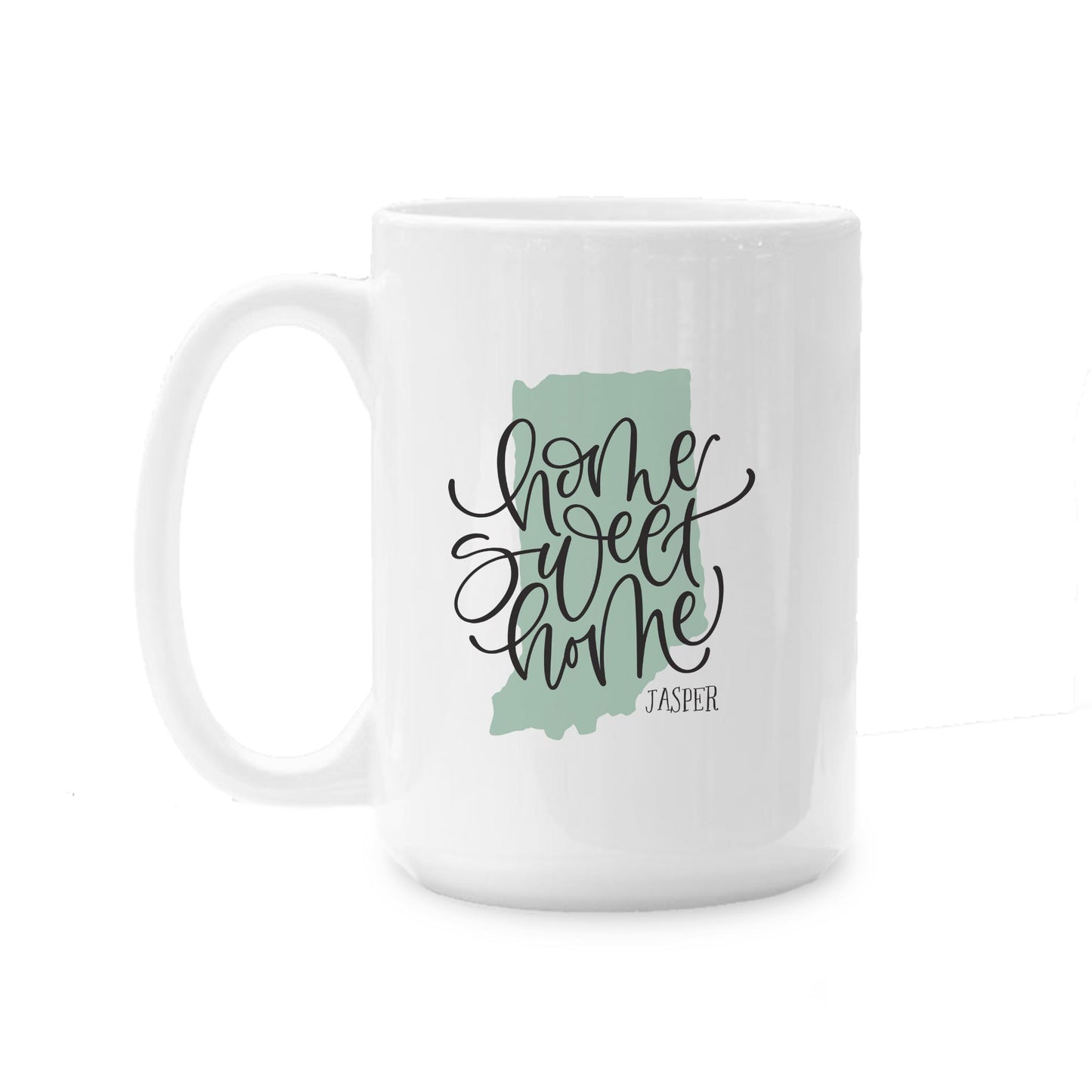 15oz Coffee Mug White-Home Sweet Home Jasper Indiana -0