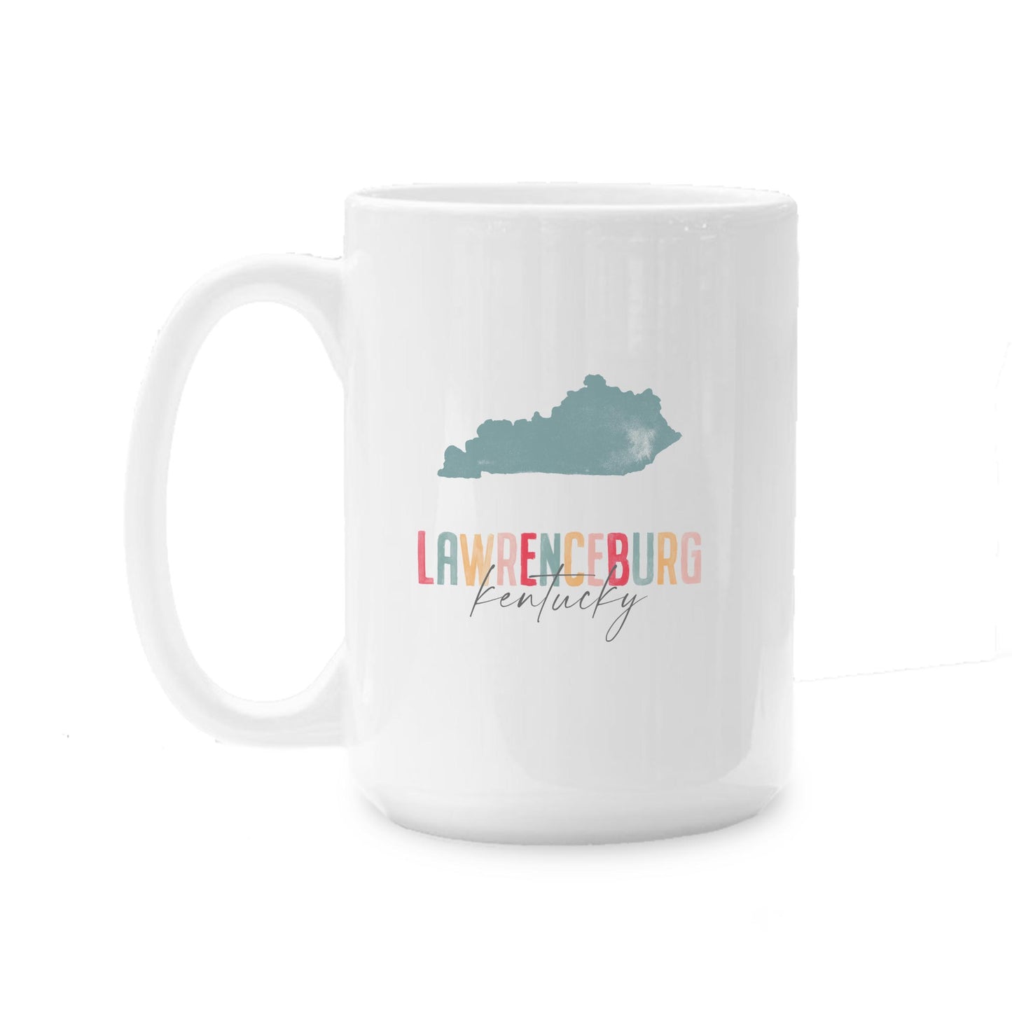 15oz Coffee Mug White-Watercolor City Lawrenceburg Kentucky -0