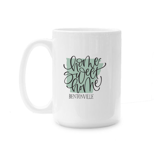 15oz Coffee Mug White-Home Sweet Home Bentonville Arkansas -0
