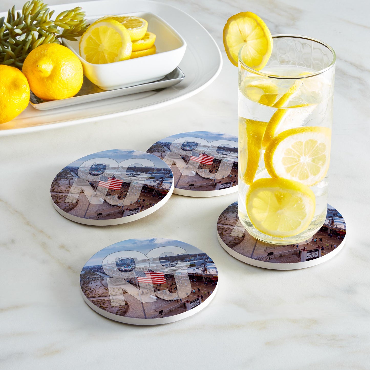 Ceramic Round Coaster 4-Set-OCNJ Flag
