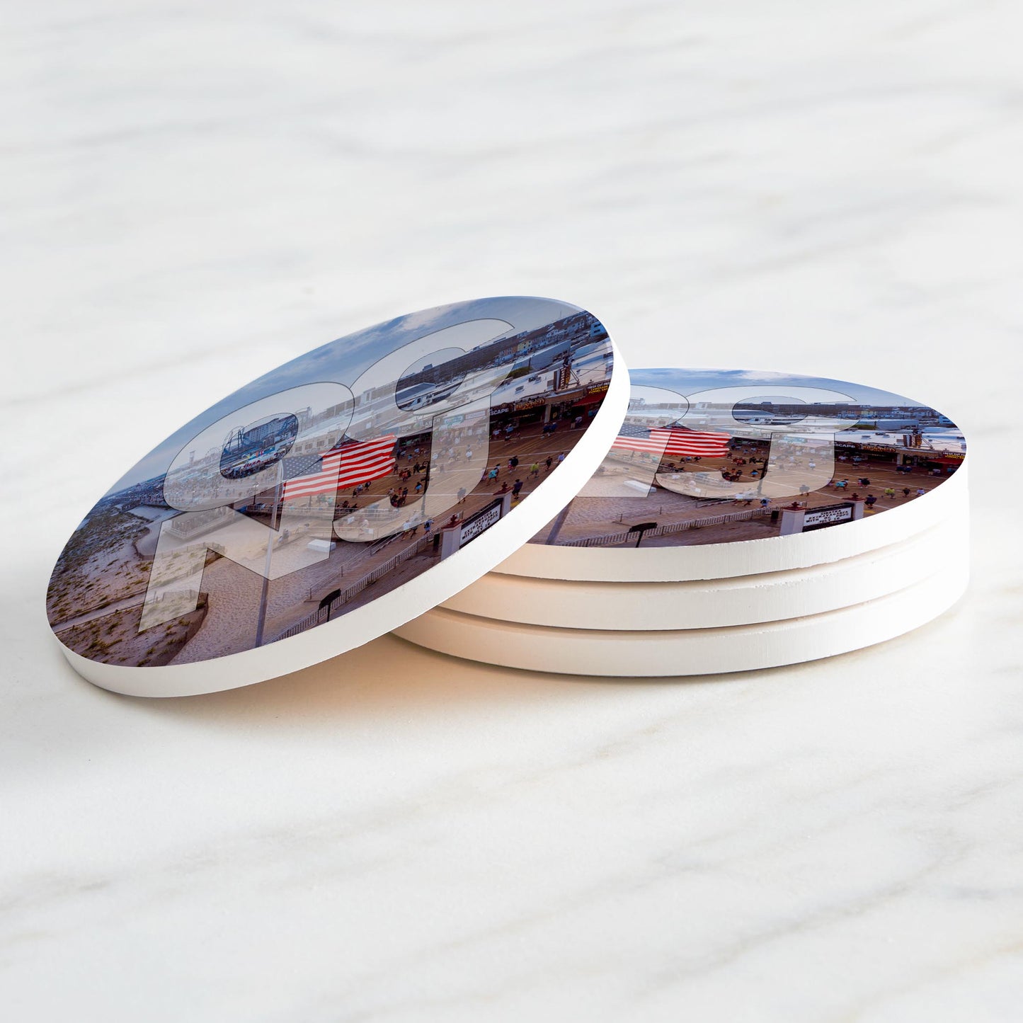 Ceramic Round Coaster 4-Set-OCNJ Flag