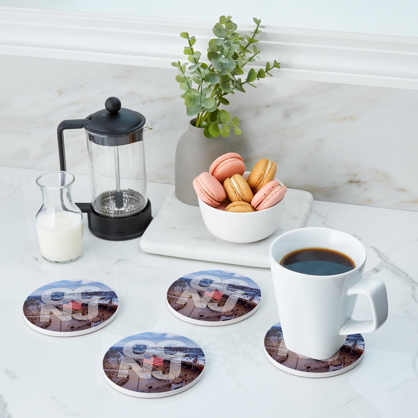 Ceramic Round Coaster 4-Set-OCNJ Flag