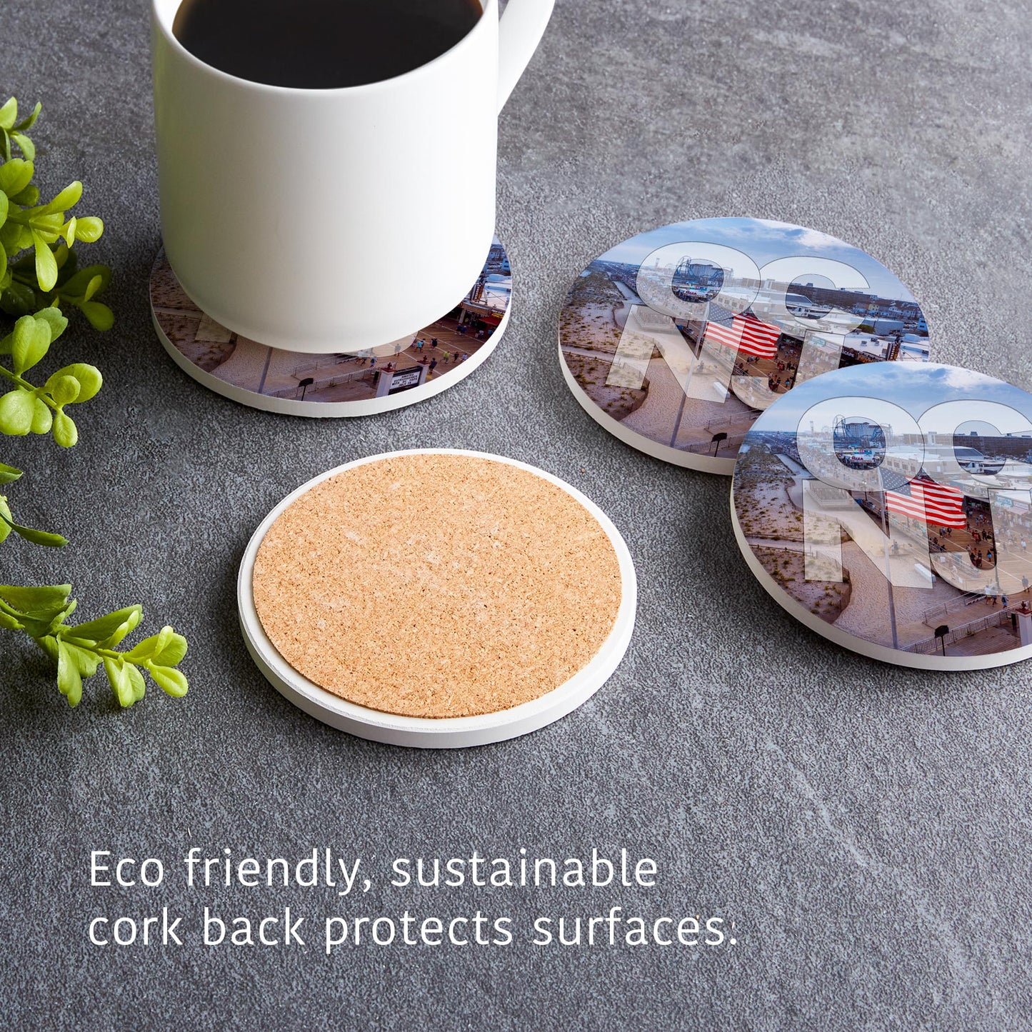 Ceramic Round Coaster 4-Set-OCNJ Flag