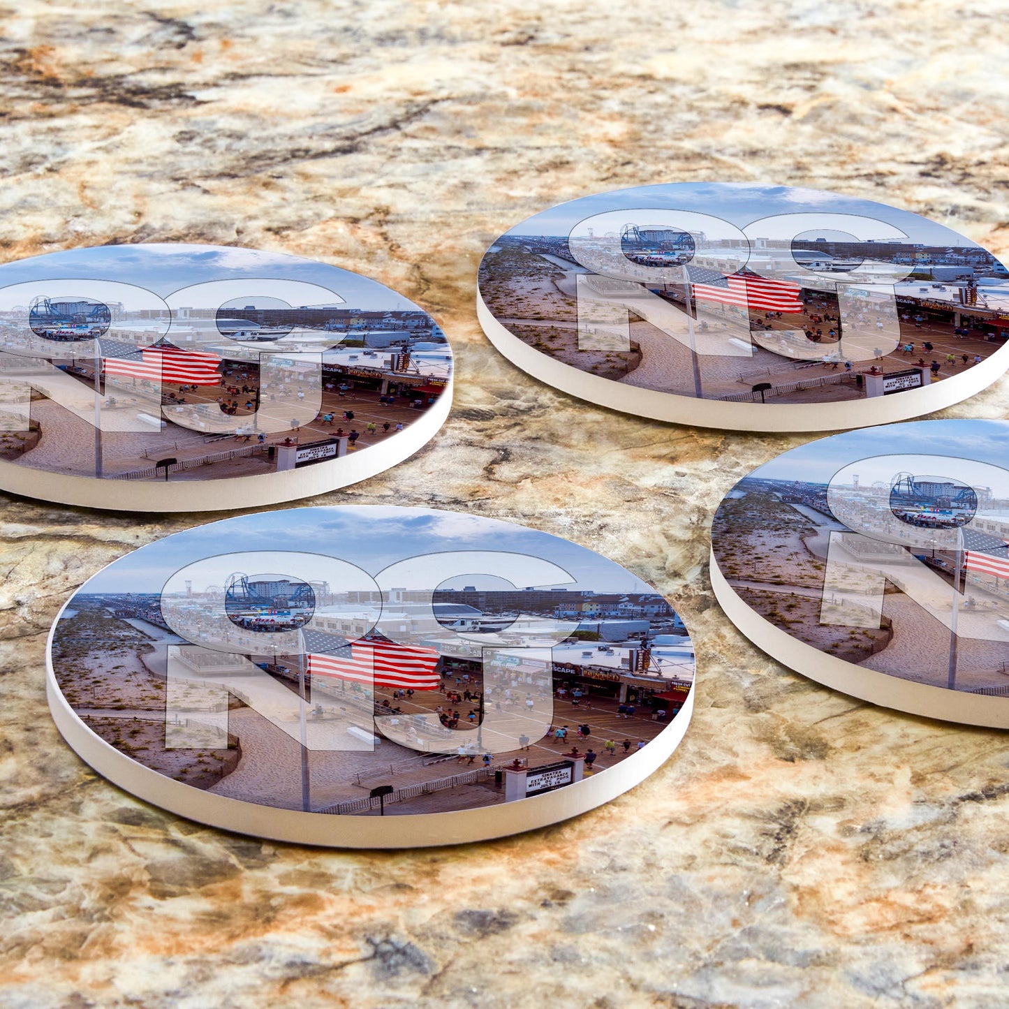 Ceramic Round Coaster 4-Set-OCNJ Flag