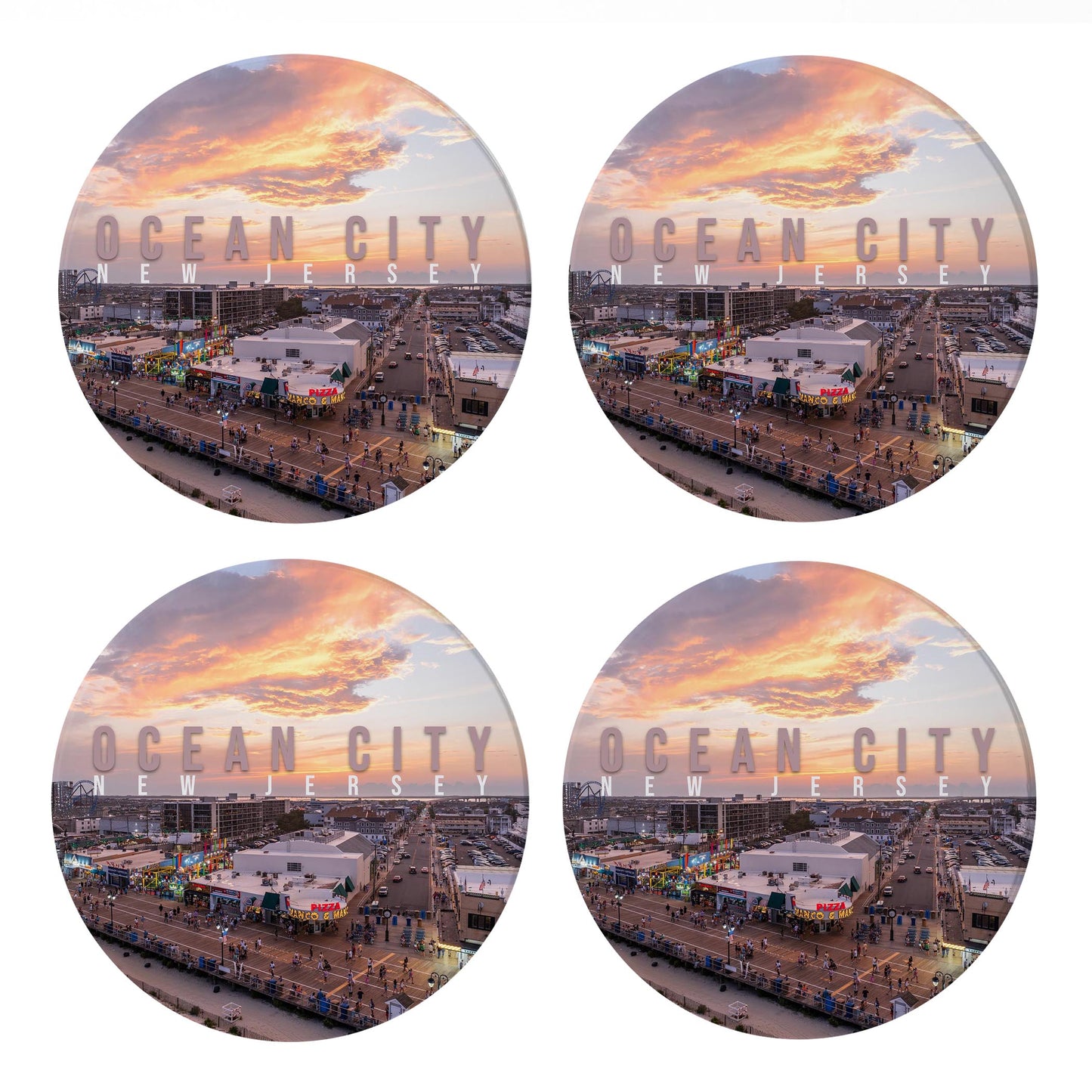 Ceramic Round Coaster 4-Set-Manco Sunset -0