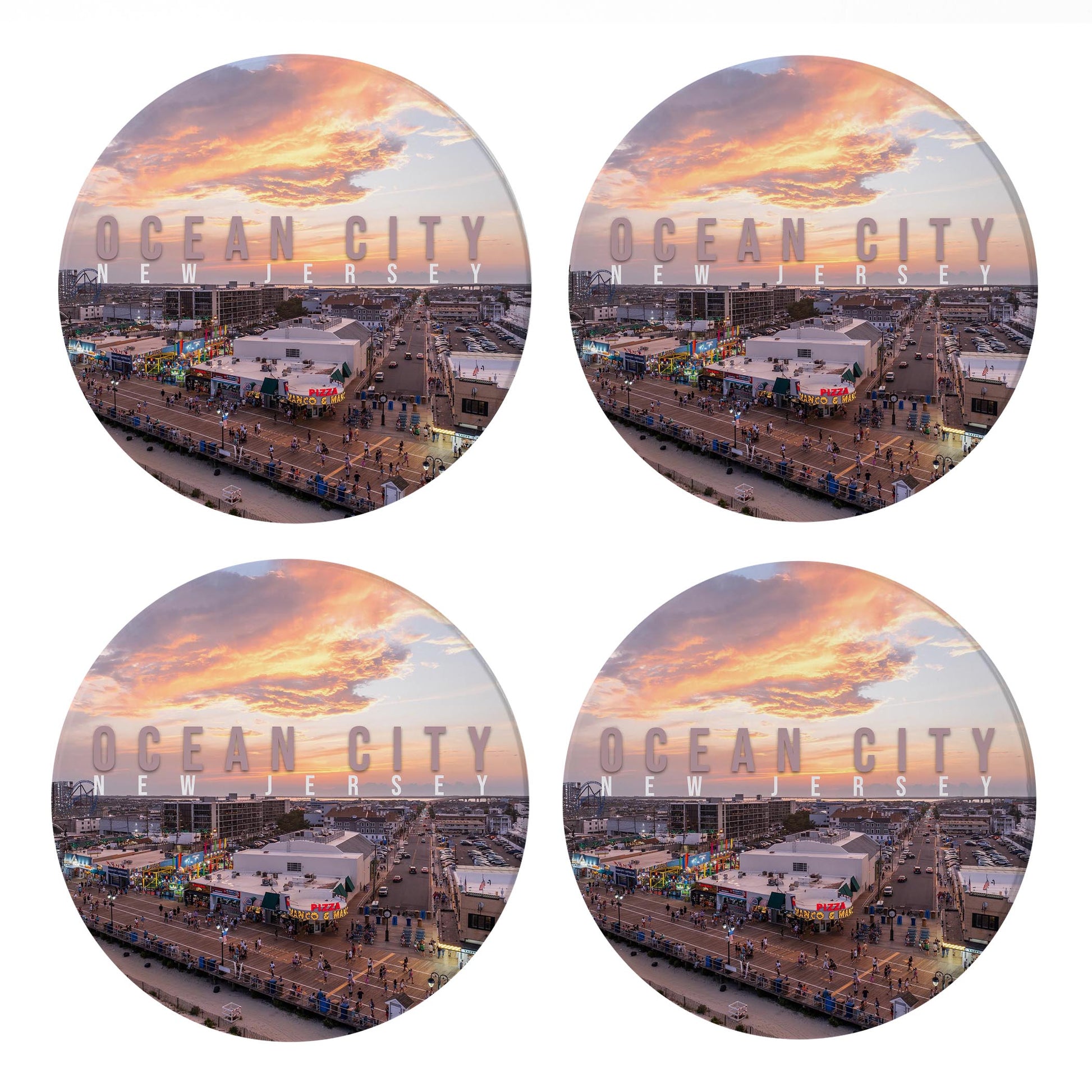 Ceramic Round Coaster 4-Set-Manco Sunset -0