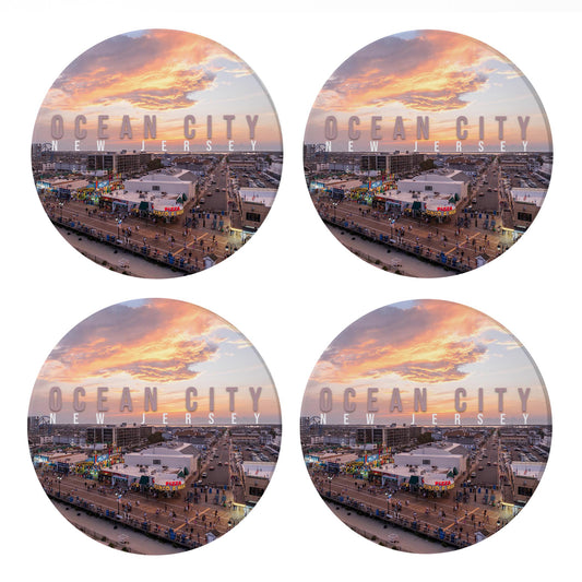 Ceramic Round Coaster 4-Set-Manco Sunset -0