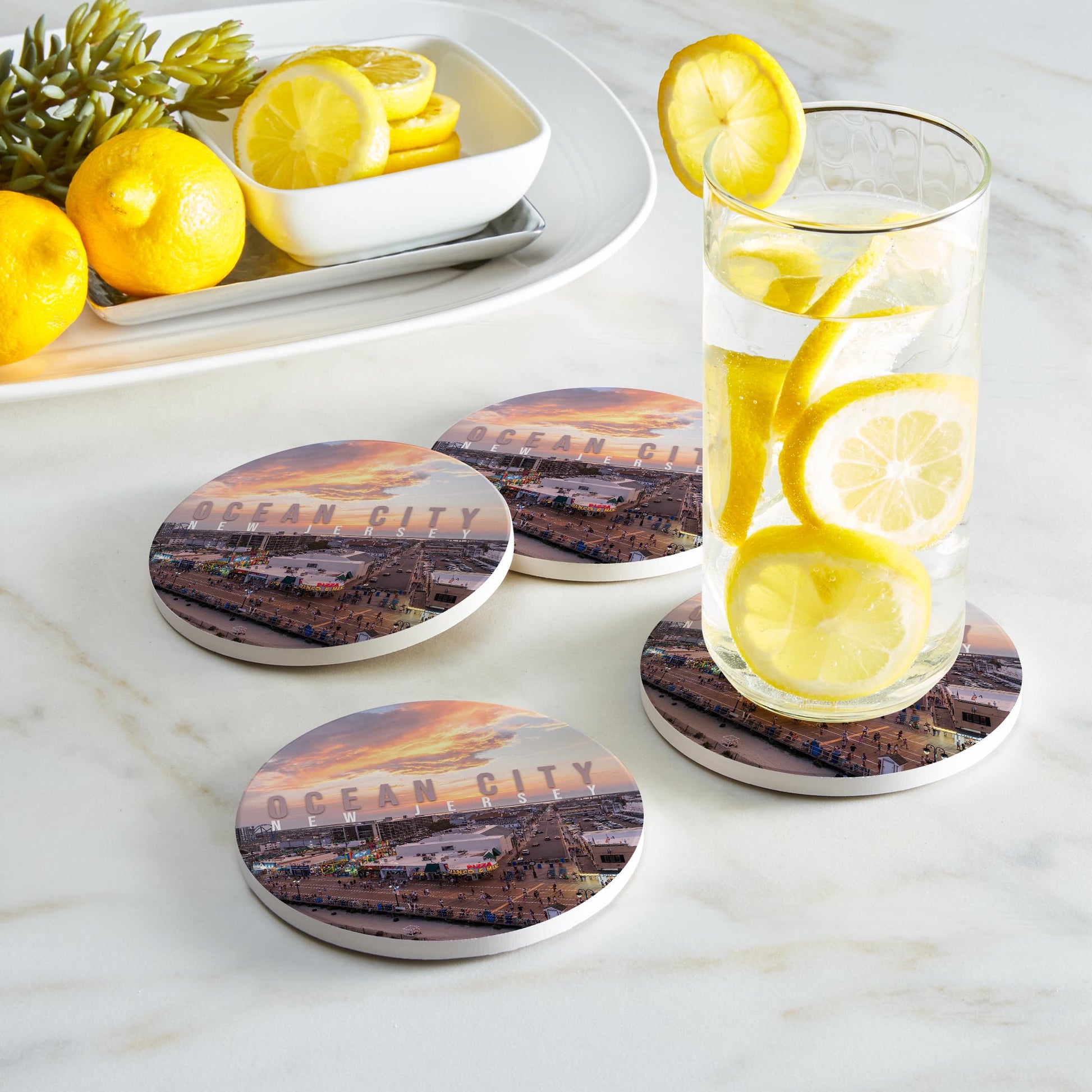 Ceramic Round Coaster 4-Set-Manco Sunset -1