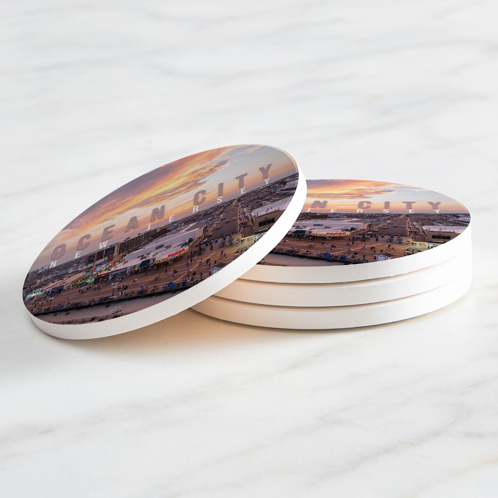 Ceramic Round Coaster 4-Set-Manco Sunset -2