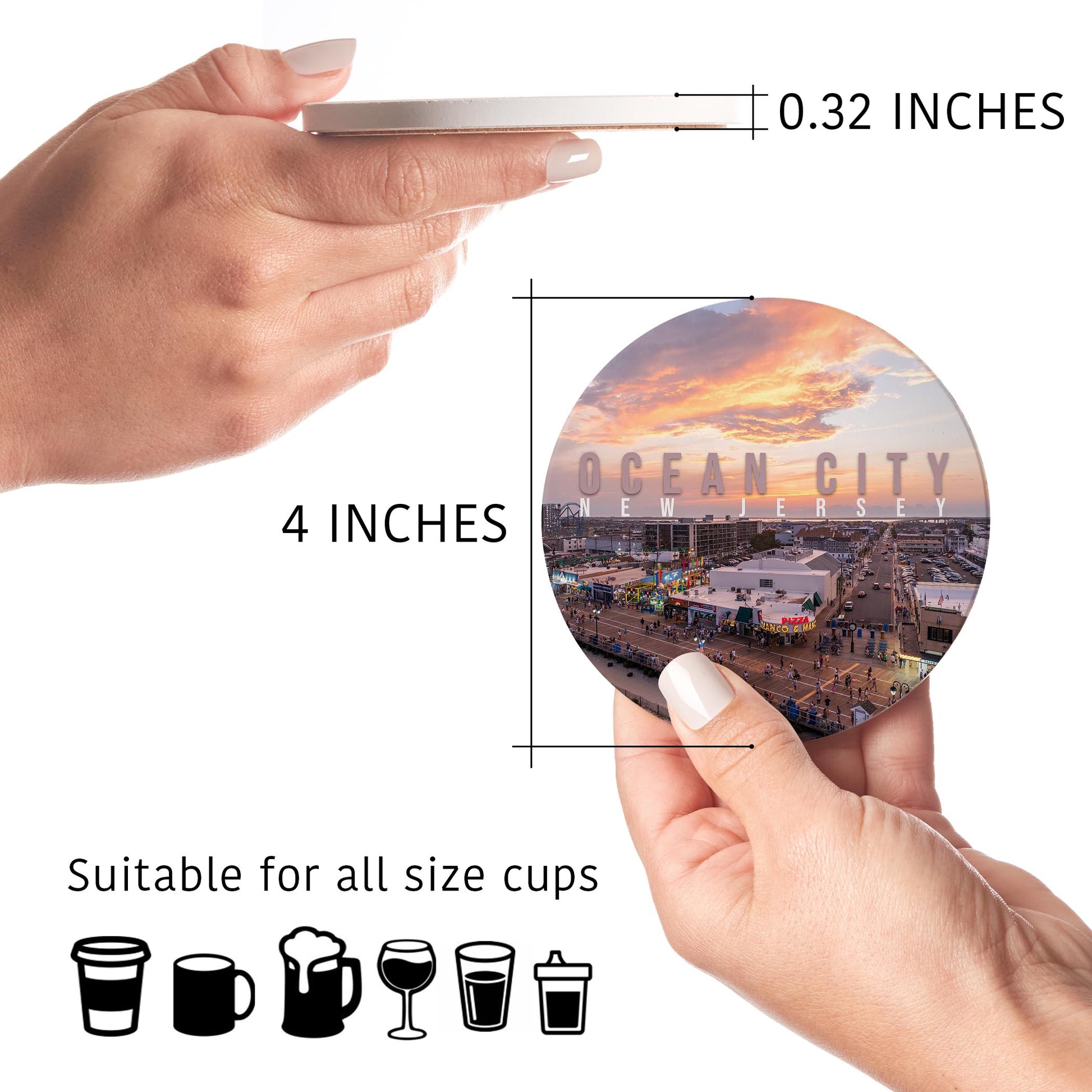Ceramic Round Coaster 4-Set-Manco Sunset -4