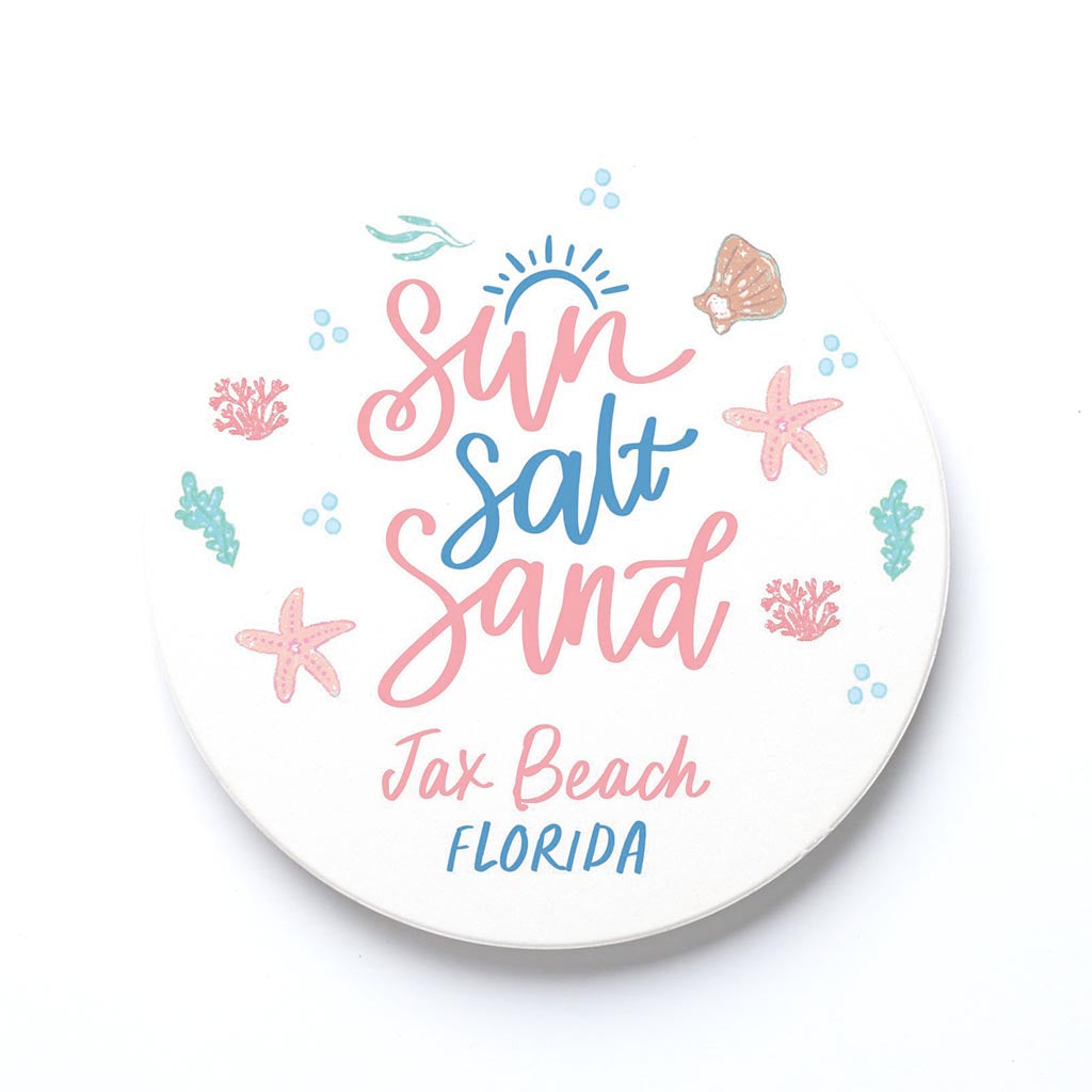 Ceramic Round Coaster-Sun Salt Sand Jax Beach Florida -0