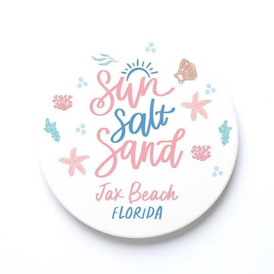 Ceramic Round Coaster-Sun Salt Sand Jax Beach Florida -0