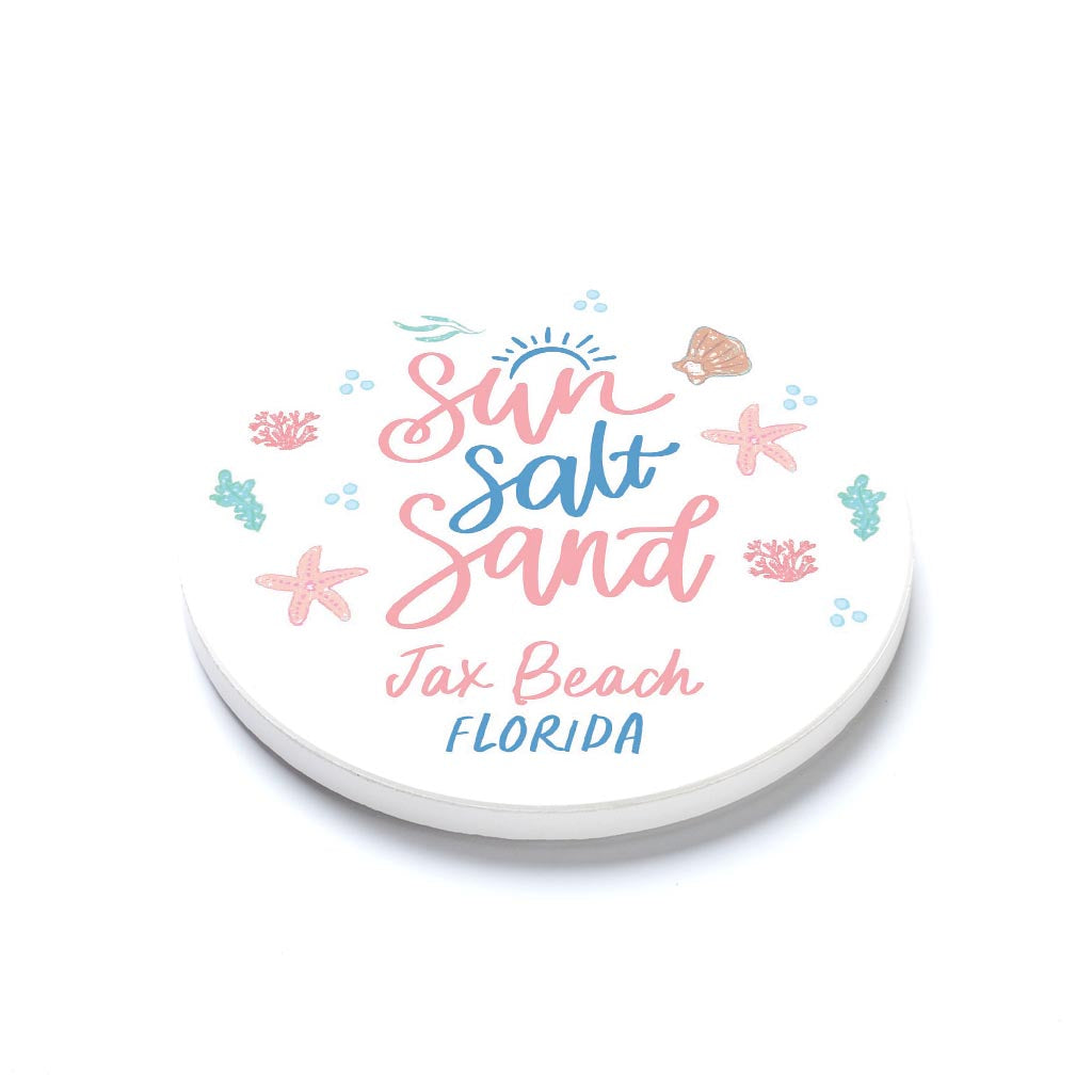 Ceramic Round Coaster-Sun Salt Sand Jax Beach Florida -1
