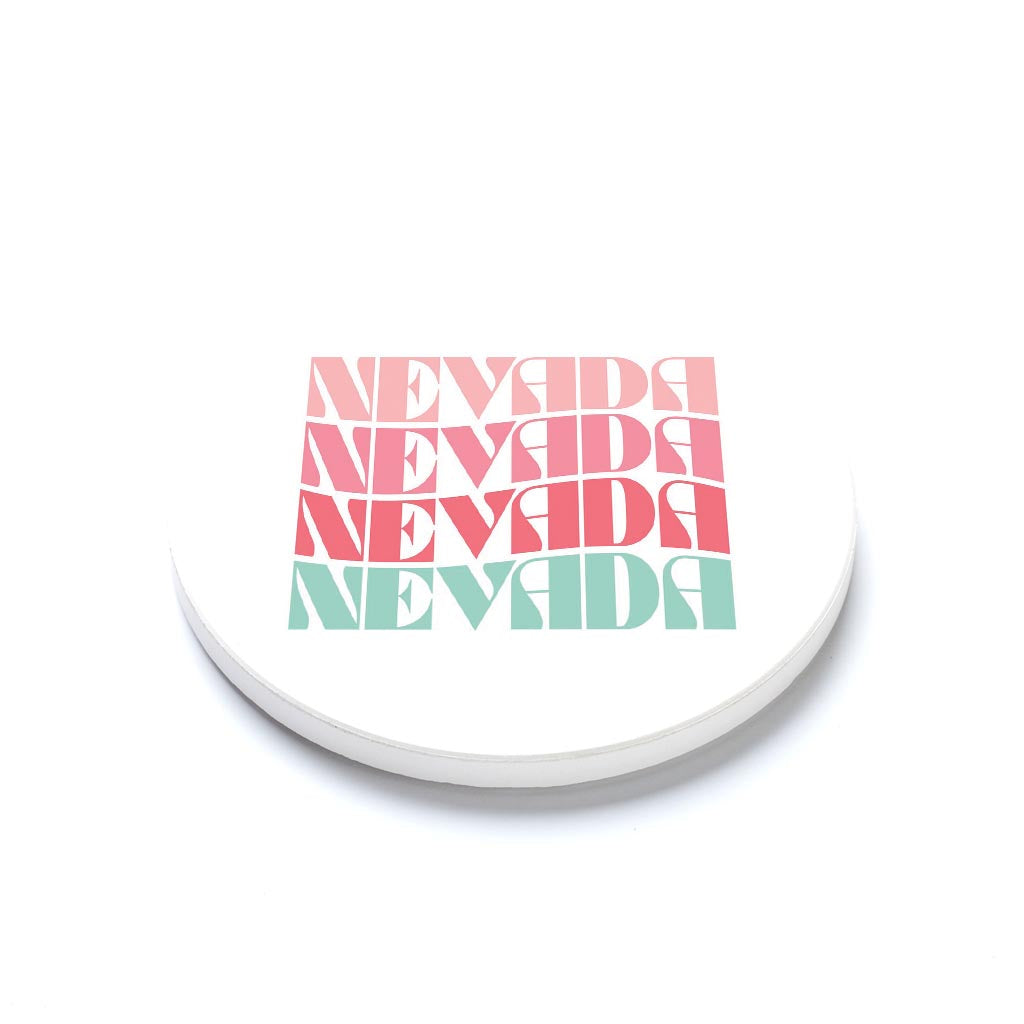 Ceramic Round Coaster-Retro Wave Nevada