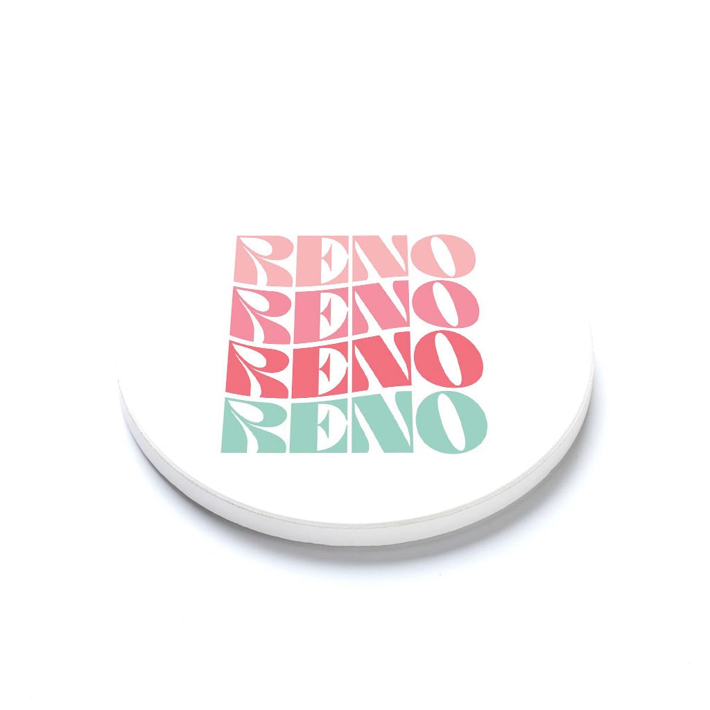 Ceramic Round Coaster-Retro Wave Reno
