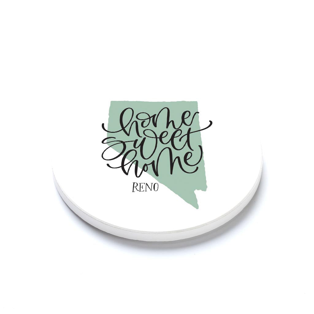 Ceramic Round Coaster-Home Sweet Home Reno Nevada