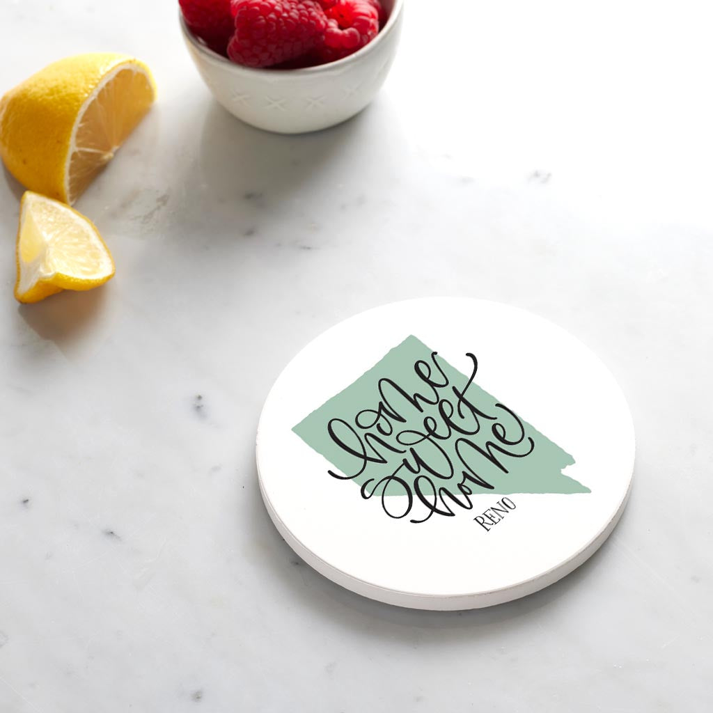 Ceramic Round Coaster-Home Sweet Home Reno Nevada