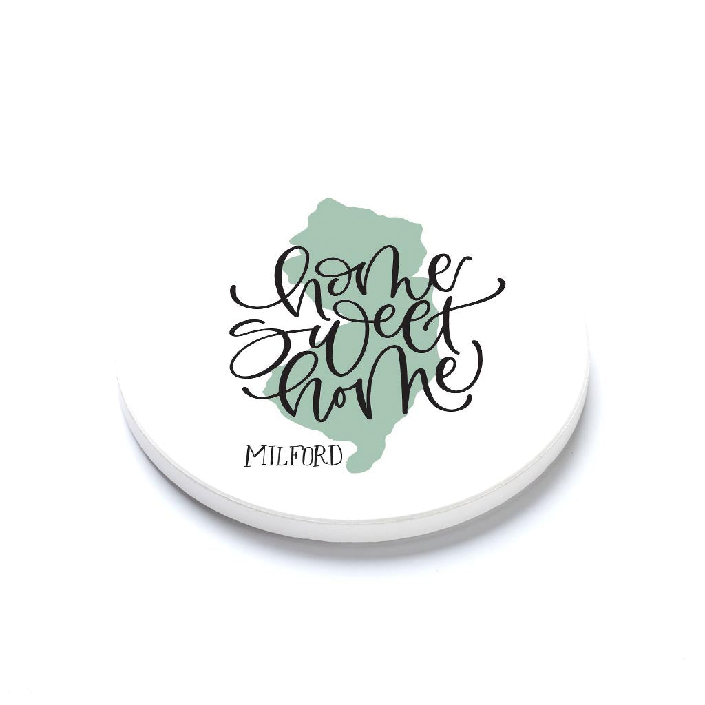 Ceramic Round Coaster-Home Sweet Home Milford NJ