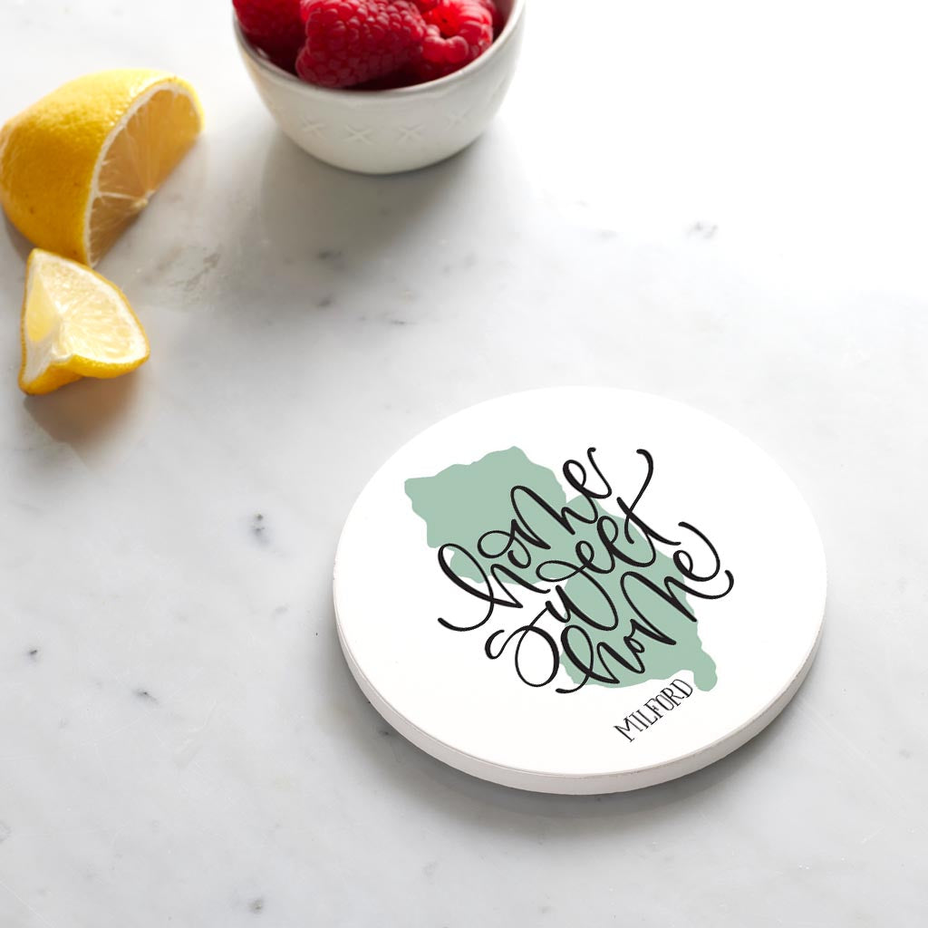 Ceramic Round Coaster-Home Sweet Home Milford NJ