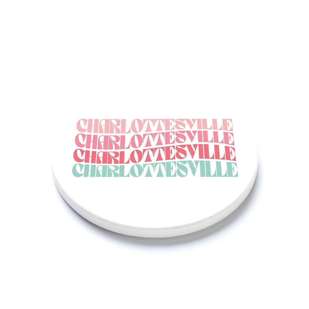 Ceramic Round Coaster-Retro Wave Charlottesville Virginia